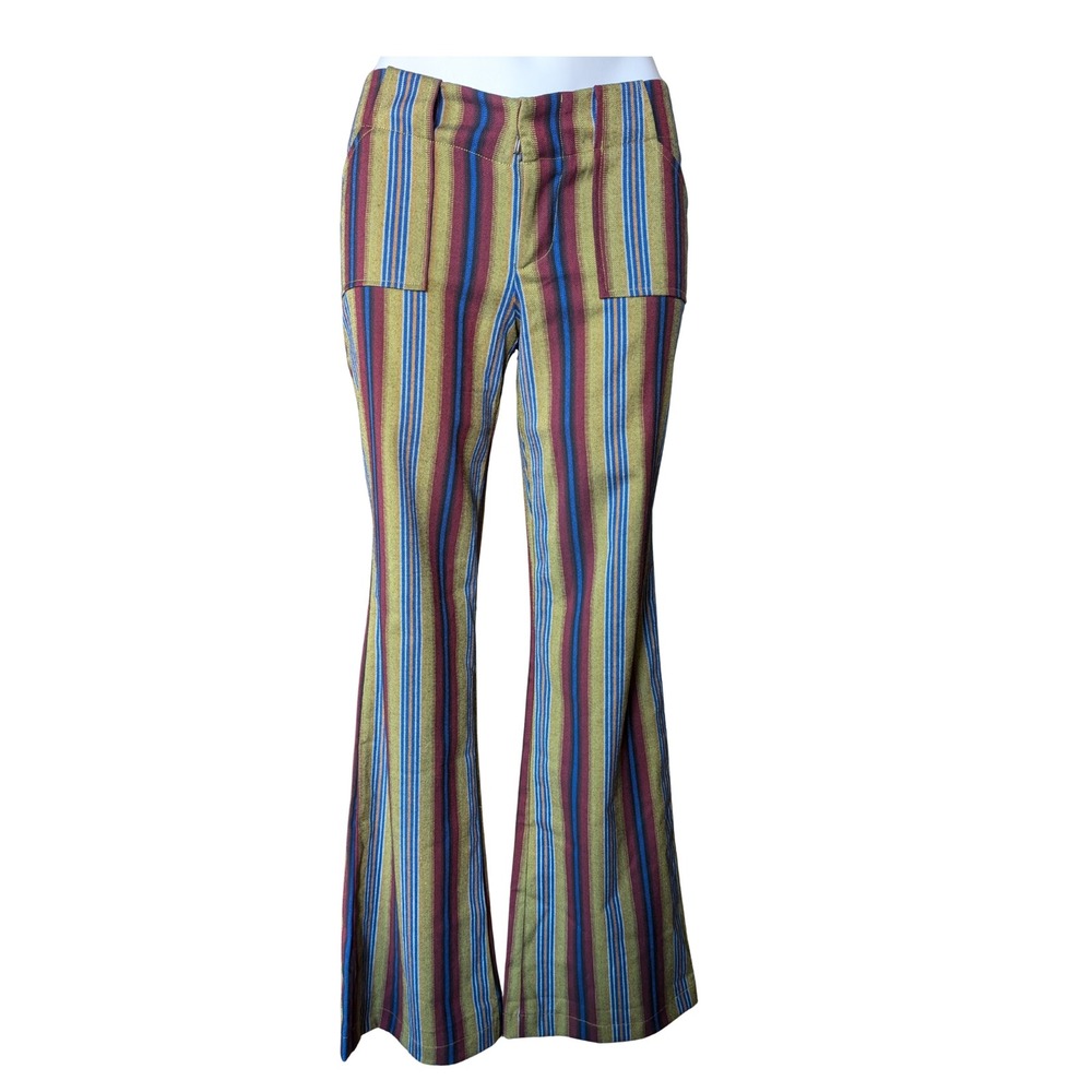 Urban Outfitters Striped Flare Pants Size 2 Retro Multicolor Bell Bottoms NEW